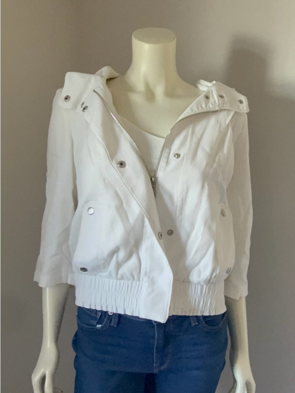 White House Black Market White Hooded Utility Jacket